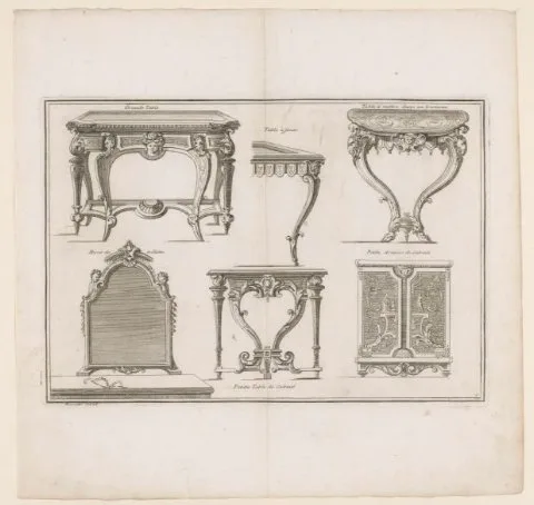 André Charles Boulle, Spiegel en tafels