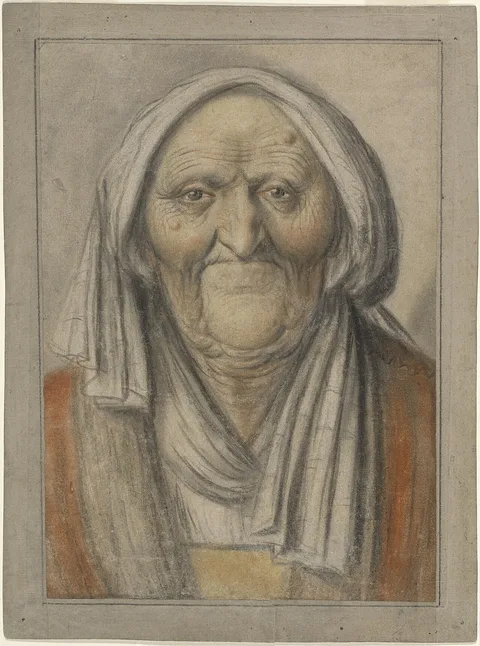 Nicolas Lagneau, Bust of an Old Woman Wearing a Head Scarf