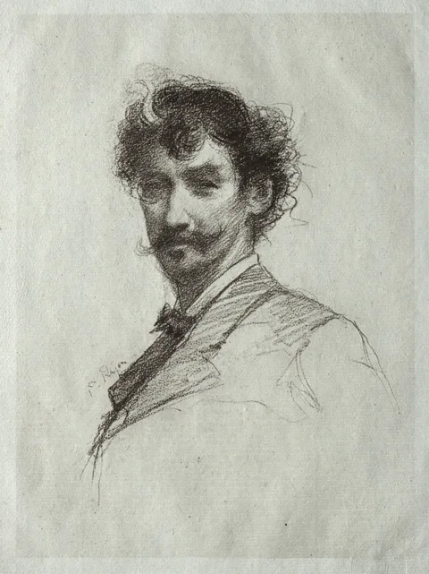 Paul Rajon, James McNeill Whistler with White Lock and Monocle