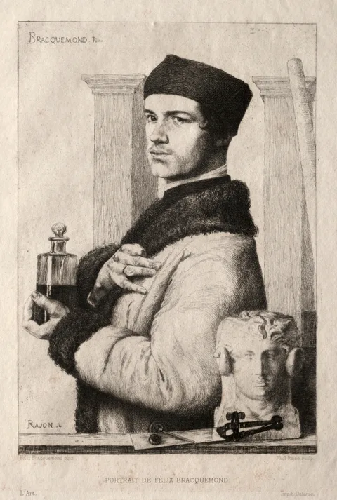 Paul Rajon, Portrait of Félix Bracquemond