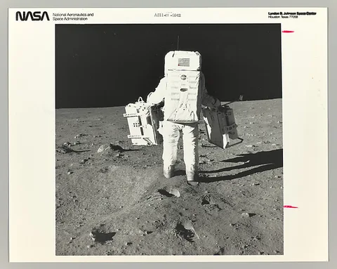 Neil A. Armstrong, Buzz Aldrin on the Moon with Components of the Early Apollo Scientific Experiments Package