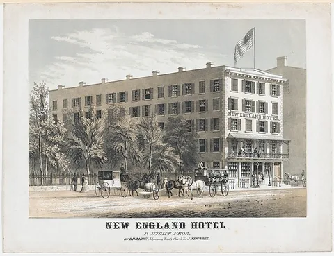 Frances Palmer, New England Hotel, Broadway, Adjoining Trinity Church Yard, New York