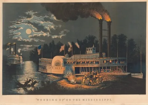 Frances Palmer, "Wooding Up" on the Mississippi