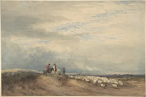 David Cox Sr., Riders with sheep near an estuary