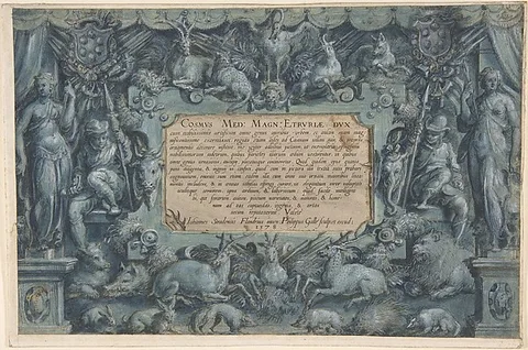 Jan van der Straet, Design for a Frontispiece with the Medici Arms