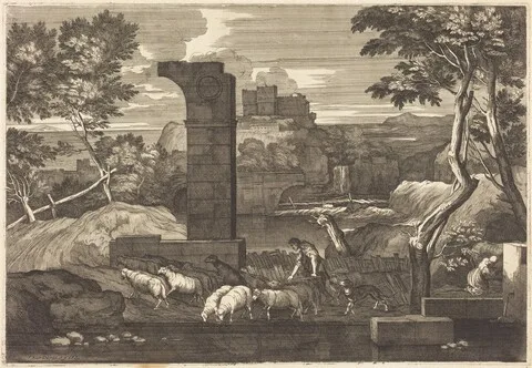 Sébastian Bourdon, Landscape with Peasant and his Herd