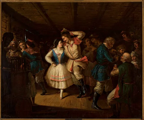 Ladislaus Bakalowicz, Krakowiak dance in an inn.