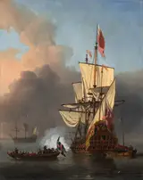 Willem van de Velde II, An English Warship Firing a Salute