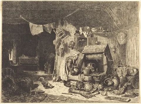 Jules Louis Dupré, Interior of a Farmhouse