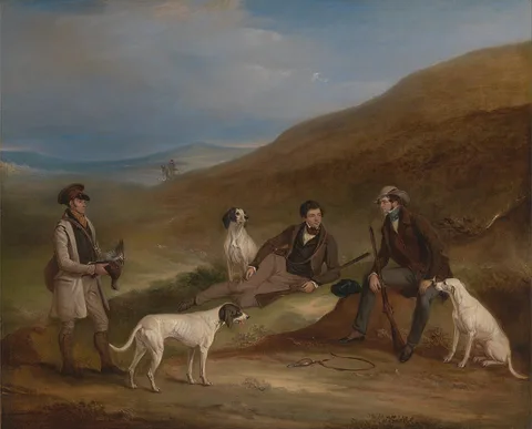 John E. Ferneley, Edward Horner Reynard and his Brother George Grouse-Shooting At Middlesmoor, Yorkshire, with Their Gamekeeper Tully Lamb