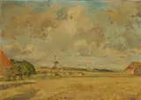 Borge Nyrop, Landscape with fields and a view to a mill.