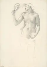 Sir Edward Coley Burne-Jones, Bt., Ara, Rws, Semi-Nude Female Figure with Mirror in Right Hand