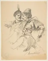 Mihály von Munkácsy, Study of Three Men, Bust Length