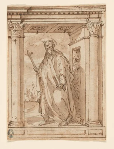 Orazio Samacchini, Standing Saint in Portico