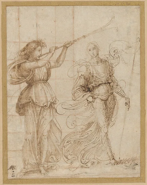 Fra Bartolomeo, One Angel Blowing a Trumpet, and Another Holding a Standard