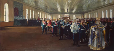 Boris Kustodiev, The Church Parade of the Finnish Life Guards Regiment