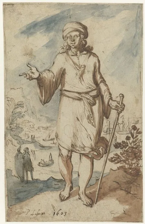Pieter Lastman, Standing Figure with a Turban, Seen from the Front