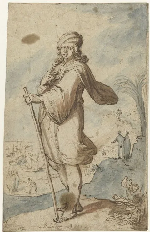 Pieter Lastman, Standing Figure with a Turban, Seen from the Side