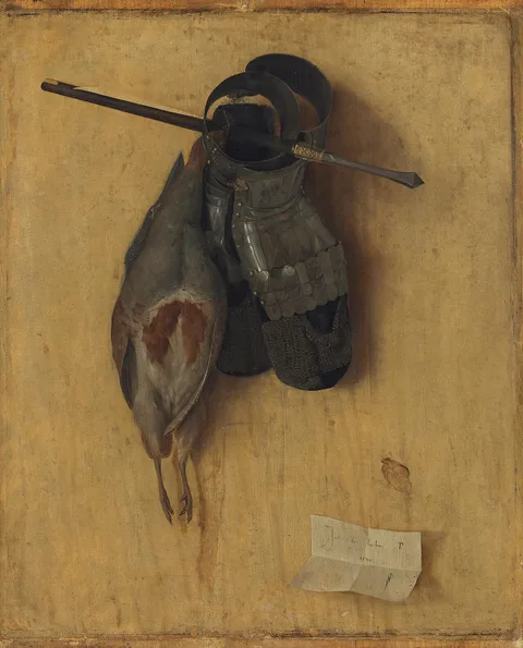 Jacopo de' Barbari, Still-Life with Partridge and Iron Gloves