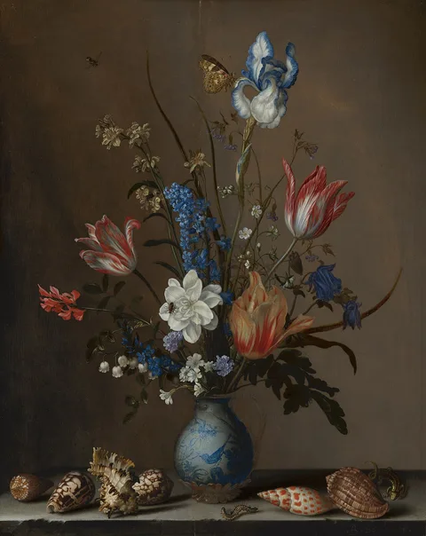 Balthasar van der Ast, Flowers in a Wan-Li Vase, with Shells