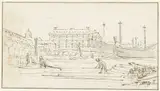 Jan de Bray, View of the National Sea Arsenal from the North, and a Shipyard in Amsterdam