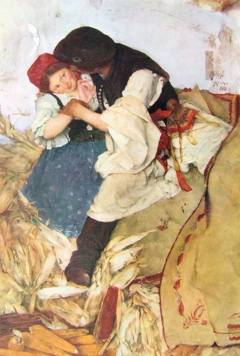 Simon Hollósy, Husking Maize