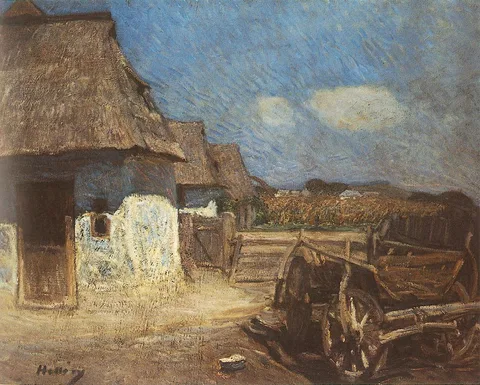 Simon Hollósy, Peasant Yard with a Cart