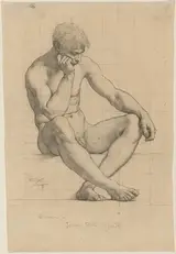 Kenyon Cox, Seated Male Nude: Study for "Science" - Iowa State Capitol