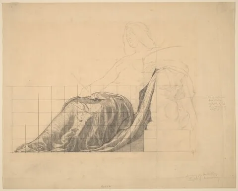 Kenyon Cox, Drapery Study for Reclining Female Study for "Painting"