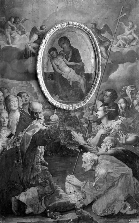 Prospero Fontana, Lamentation of Christ with worshipping male and female figures (Two Pieces)
