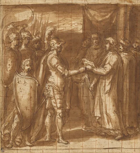 Taddeo Zuccari, Cardinal Albornoz Gives the Farnese the Keys to Valentino