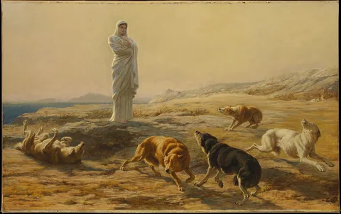 Briton Rivière, Pallas Athena and the Herdsman's Dogs