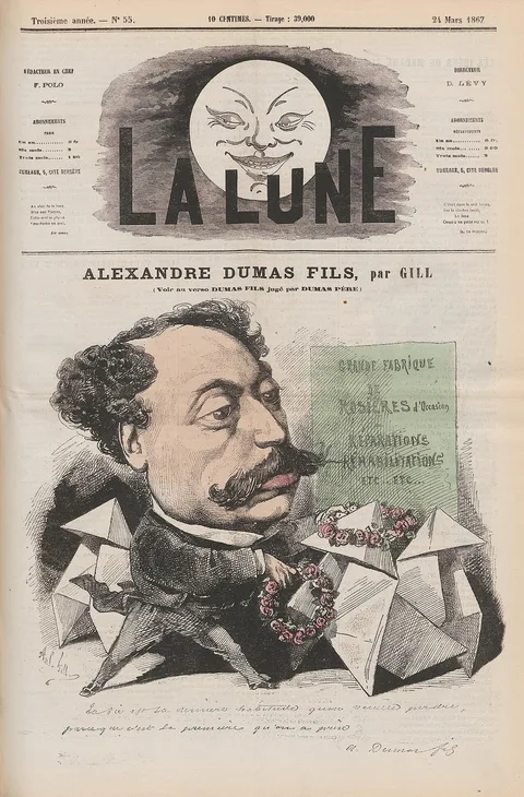 André Gill, Caricature of Alexandre Dumas fils