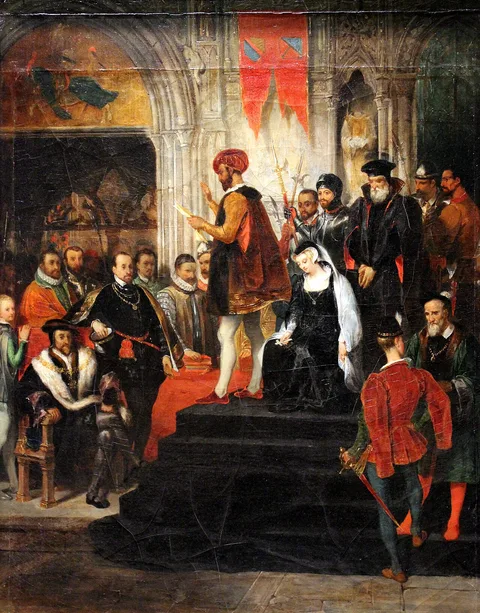 Eugène Devéria, La Lecture de la sentence de Marie Stuart by Eugène Devéria