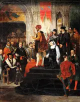 Eugène Devéria, La Lecture de la sentence de Marie Stuart by Eugène Devéria