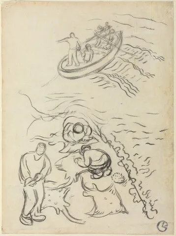 Georges Lacombe, Study for "The Fishermen" with Men Emptying the Nets (Etude pour "Les Pêcheurs" et hommes vidant des raies)