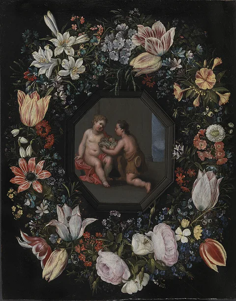 Hendrick van Balen the Elder, Blomsterkrans med Jesus og Johannes