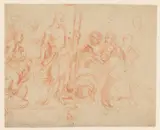 Jan Gerritsz van Bronckhorst, Christus met het kruis, omringd door knielende figuren