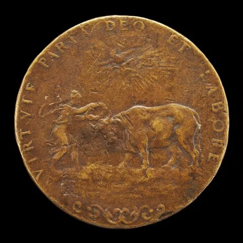 Alessandro Vittoria, Virtue Crowning an Ox [reverse]