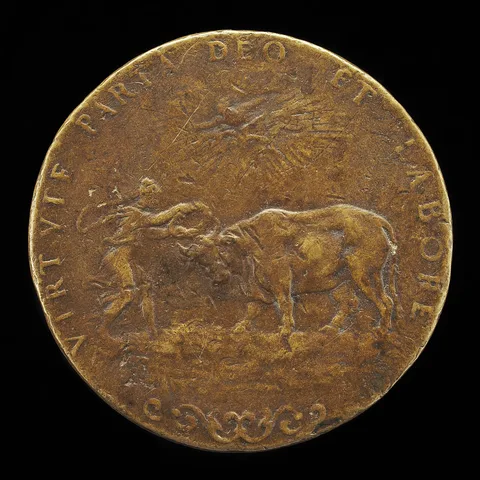 Alessandro Vittoria, Female Figure Placing a Wreath on an Ox's Horns [reverse]