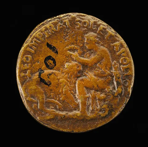 Alessandro Vittoria, Apollo Placing a Wreath on a Lion [reverse]