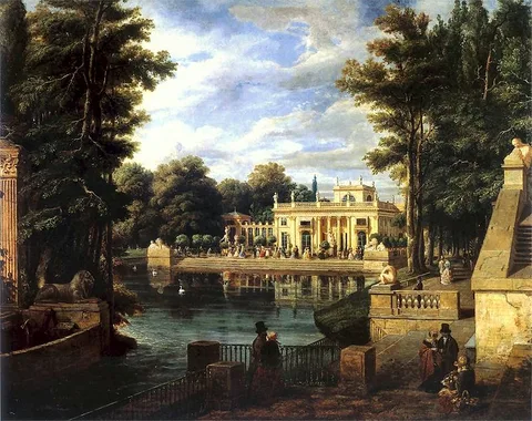 Marcin Zaleski, View of the Royal Baths Palace in summer.