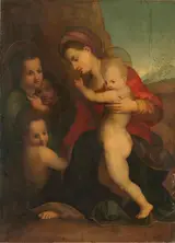 Domenico Puligo, Mary with Child, John the Baptist, and Angels