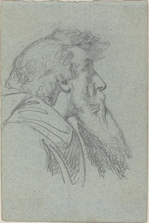 Alexandre Bida, Bearded Man Looking Up / Cloaked Figure with Raised Arms