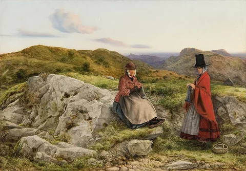 William Dyce, Welsh Landscape with Two Women Knitting
