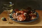 Osias Beert, Still Life of Sweets on a Pewter Plate and a Façon de Venise Wineglass on a Wooden Ledge