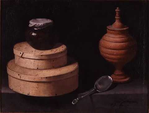 Juan van der Hamen, Boxes and glass with sweets
