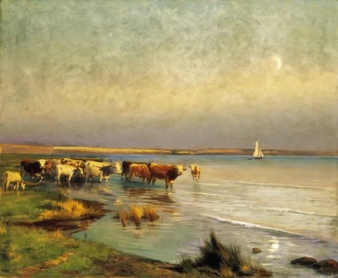 Gyula Aggházy, Cows by the Lake Balaton