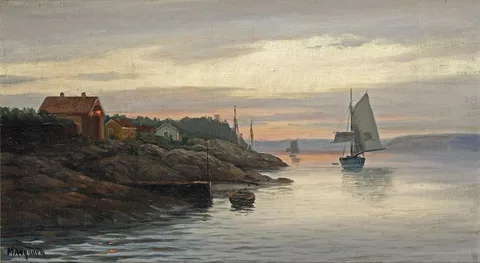 Martin Aagaard, Setting Sail from the Fjords at Sunset