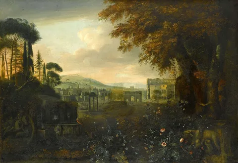 Matthias Withoos, Capriccio of the Roman Forum with Arch of Constantine and Coliseum